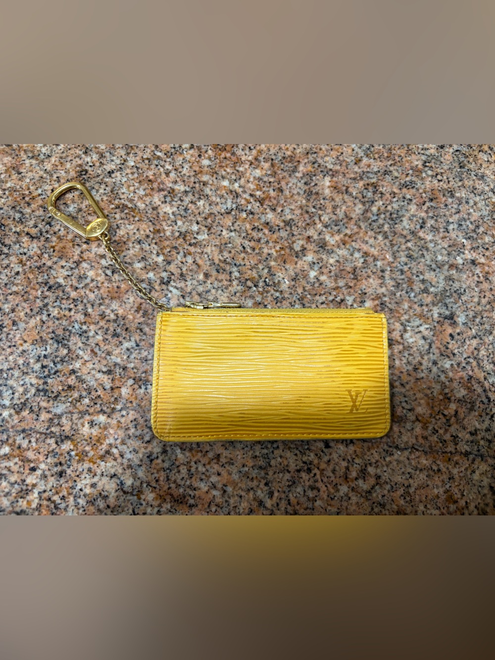 Louis Vuitton Yellow Epi Leather Key Pouch with Chain